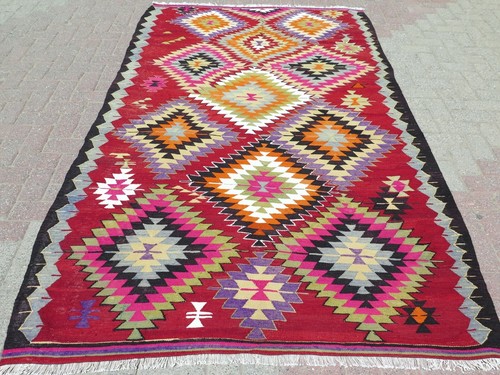 Large red turkish vintage wool - large,